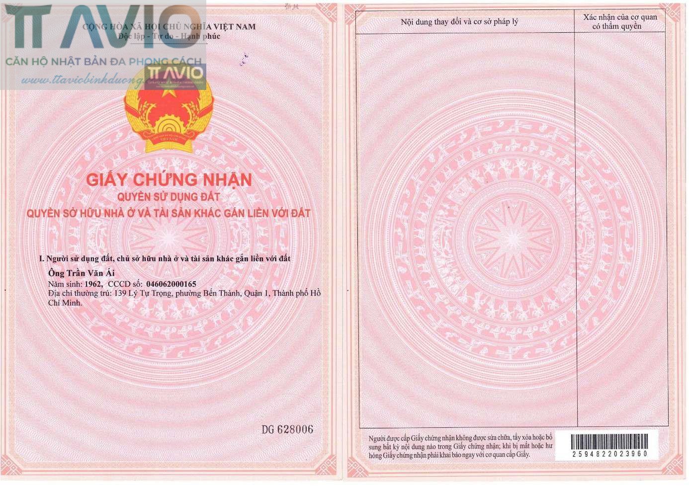 Giấy Chứng Nhận Quyền Sử Dụng đất Dự án Tt Avio Thửa 3418