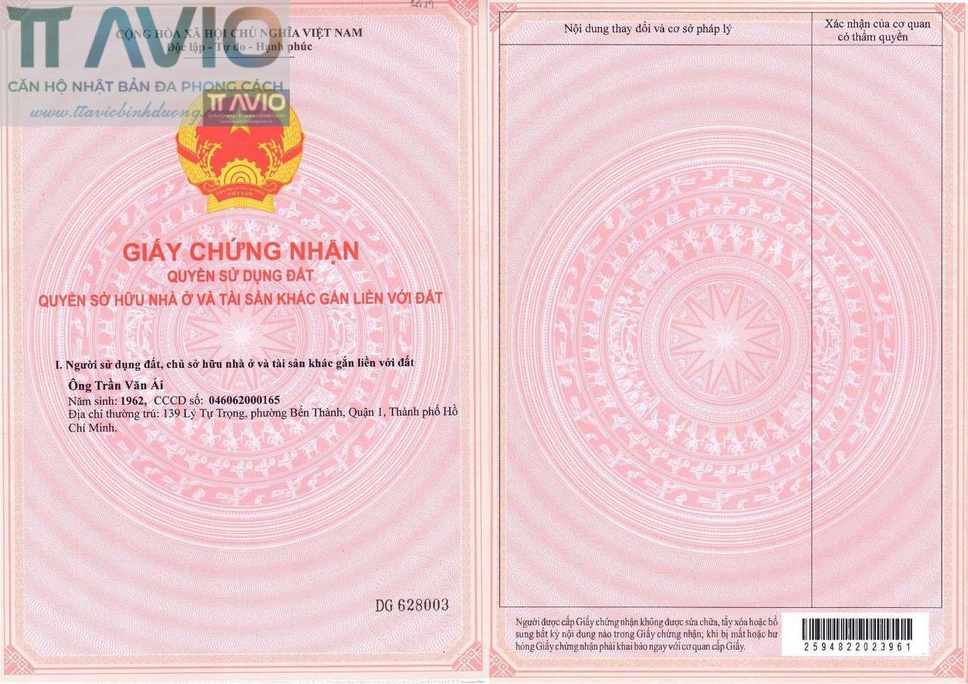 Giấy Chứng Nhận Quyền Sử Dụng đất Dự án Tt Avio Thửa 3419