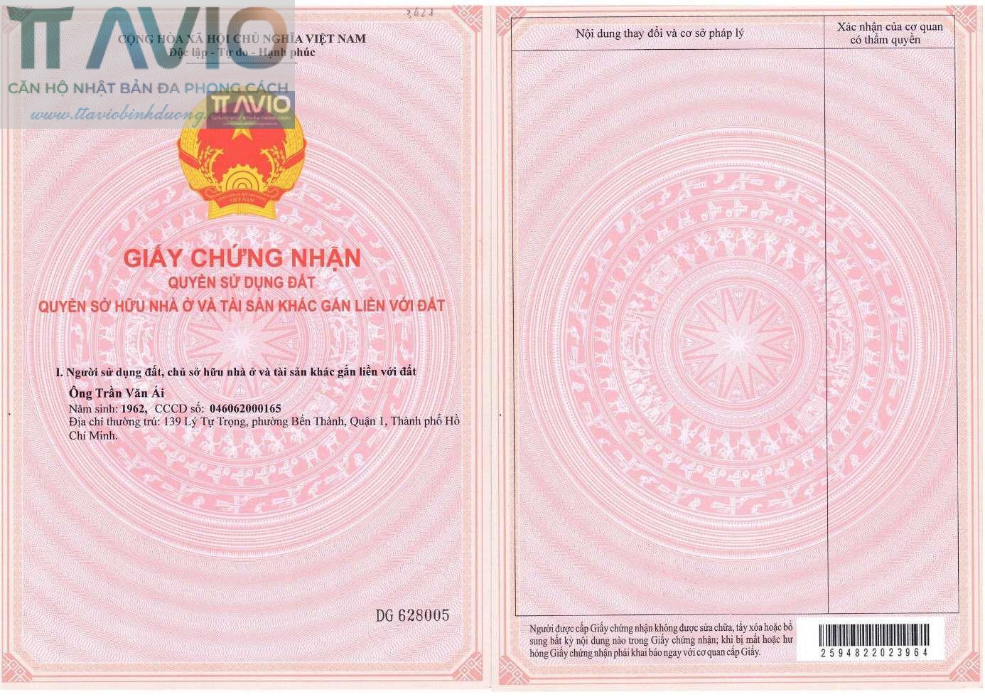 Giấy Chứng Nhận Quyền Sử Dụng đất Dự án Tt Avio Thửa 3421