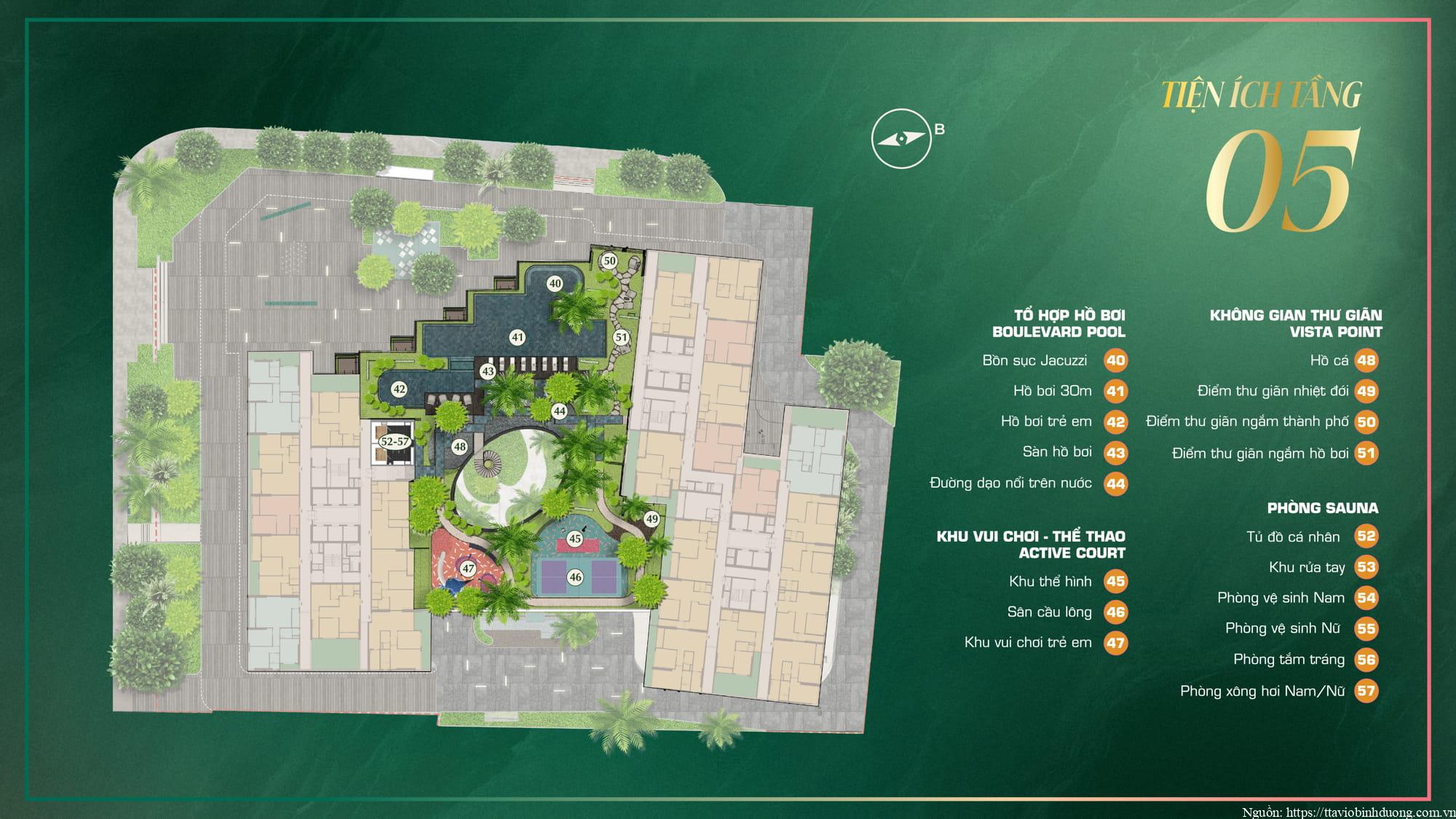 Mặt Bằng Tiện Ích The Emerald Boulevard Tầng 5