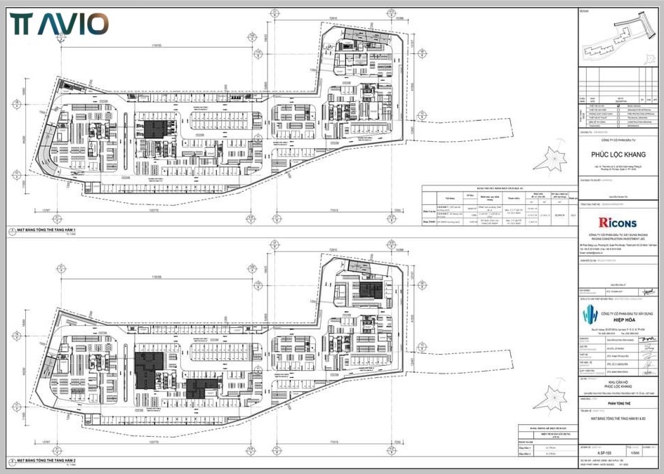 Mặt Bằng Tầm Hầm 1 & 2 Của Dự án Tt Avio Bình Dương