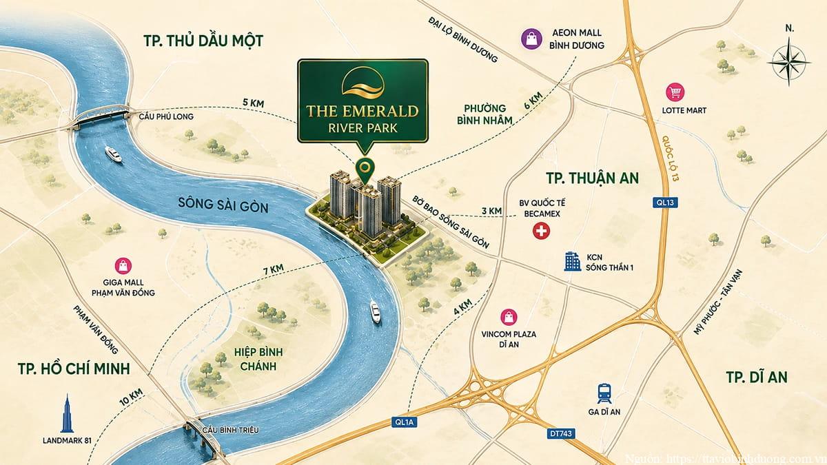 Sơ Đồ Vị Trí The Emerald River Park