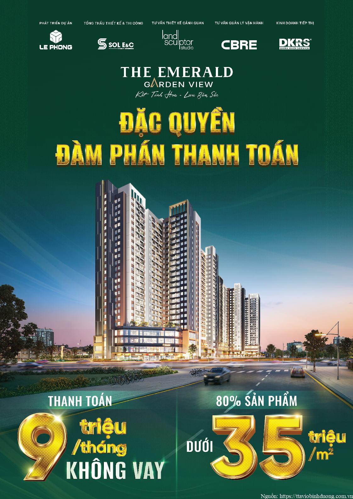 The Emerald Garden View giá bán 35 triệu/m2, thanh toán đàm phán linh hoạt 9 triệu/tháng