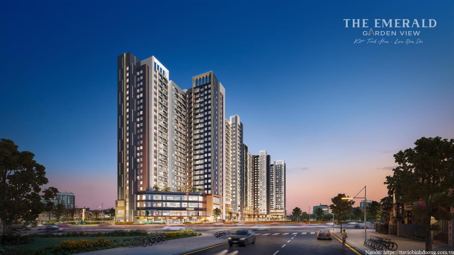 The Emerald Garden View về đêm, quy mô 2.000 căn hộ là điểm nhấn khu vực