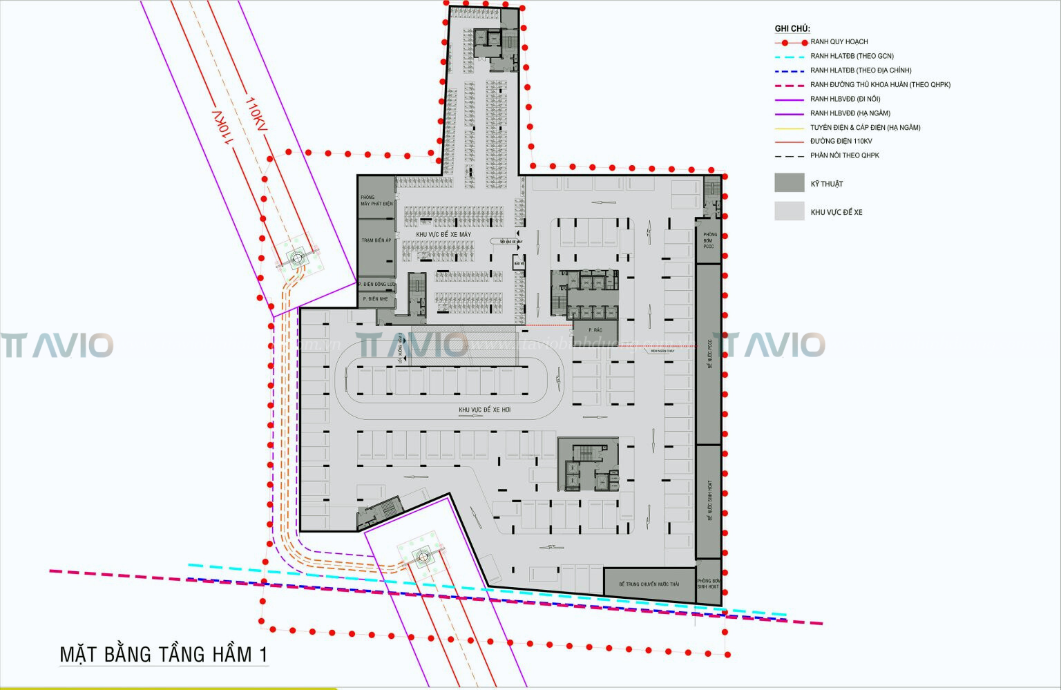 Mặt Bằng Ava Center ở Tầng Hầm 1
