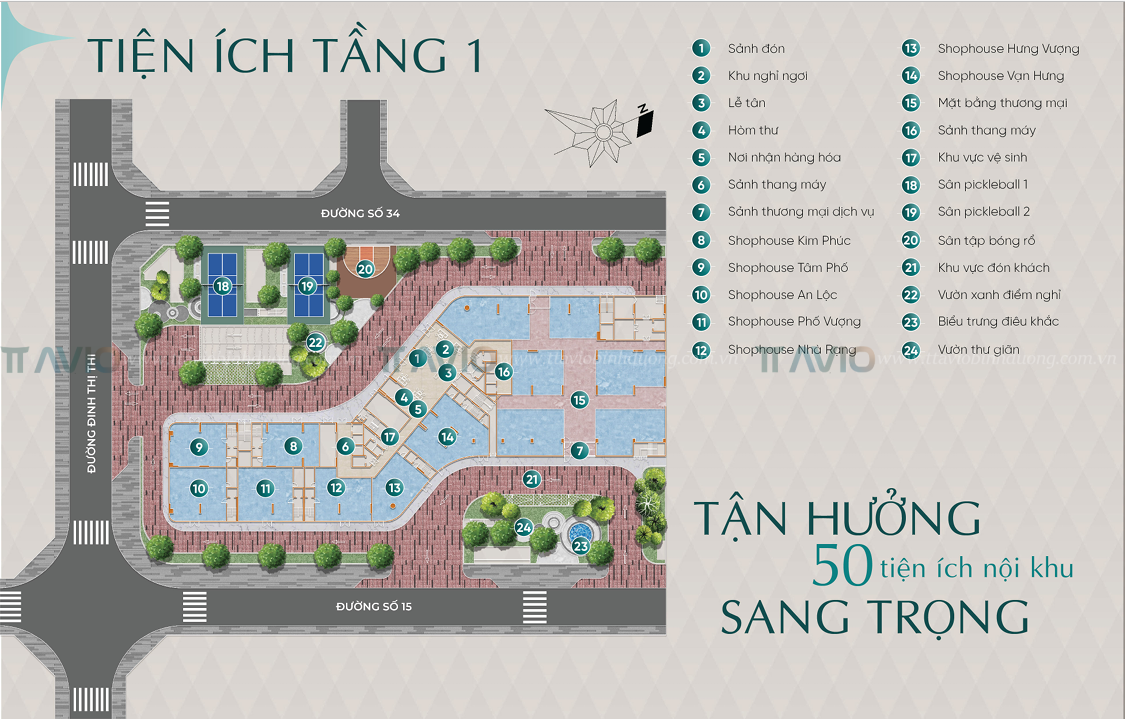 Mặt Bằng Tiện ích Tầng 1 Diamond Sky